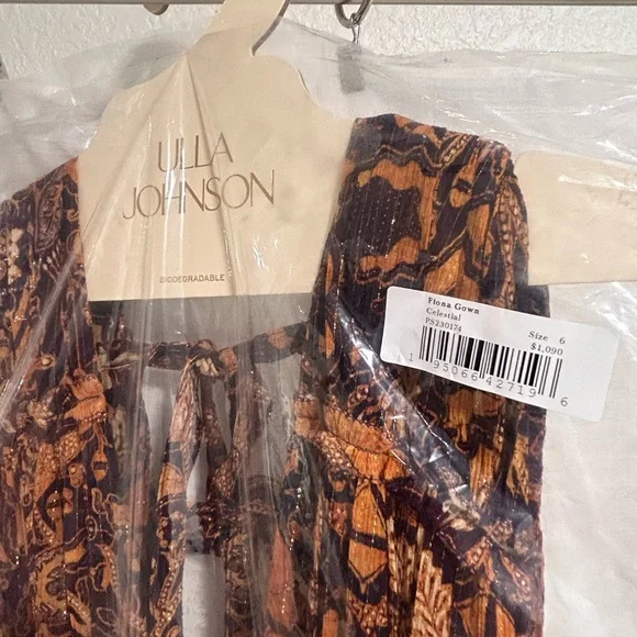 Ulla Johnson Brown and Navy Printed Maxi Dress - Picture 5 of 10